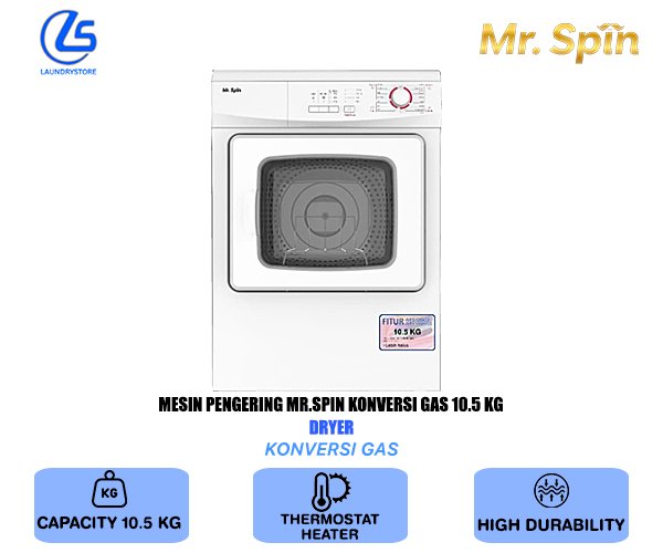 MR.SPIN MESIN PENGERING FRONT LOAD DRYER 10,5 KG KONVERSI GAS