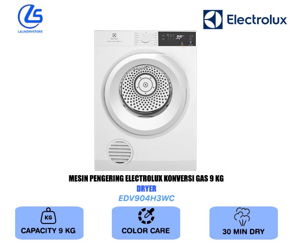 ELECTROLUX MESIN PENGERING FRONT LOAD DRYER 9 KG EDV904H3WC KONVERSI GAS