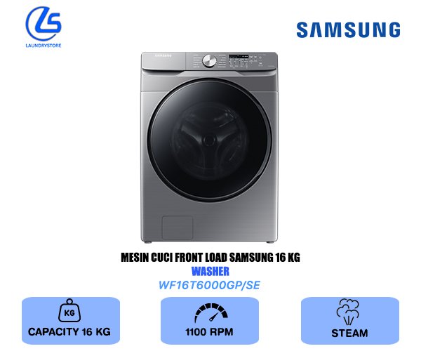 SAMSUNG MESIN CUCI FRONT LOAD WASHER 16 KG WF16T6000GP/SE