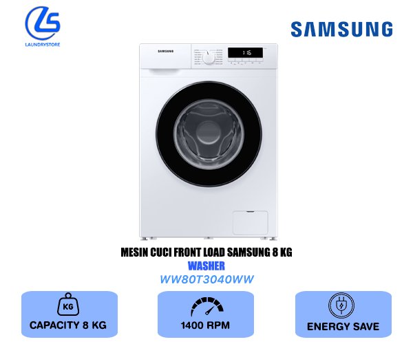 SAMSUNG MESIN CUCI FRONT LOAD WASHER 8 KG WW80T3040WW