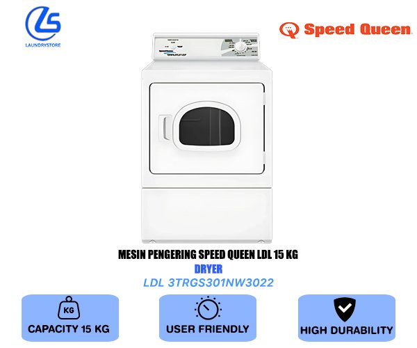 SPEEDQUEEN MESIN PENGERING FRONT LOAD DRYER LDL 15 KG LDL3TRGS301NW3022